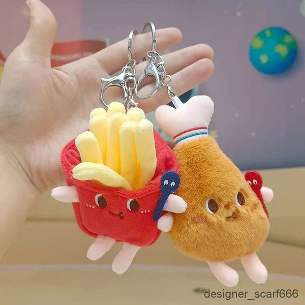 Schlüsselanhänger Lanyards 12 cm Kaii Food Bread Hamburger Hot Dog French Pommes Plüsch Puppe weich gefüllt Plüsch Anhänger Keychin für Kinder Geschenke Spielzeug Spielzeug