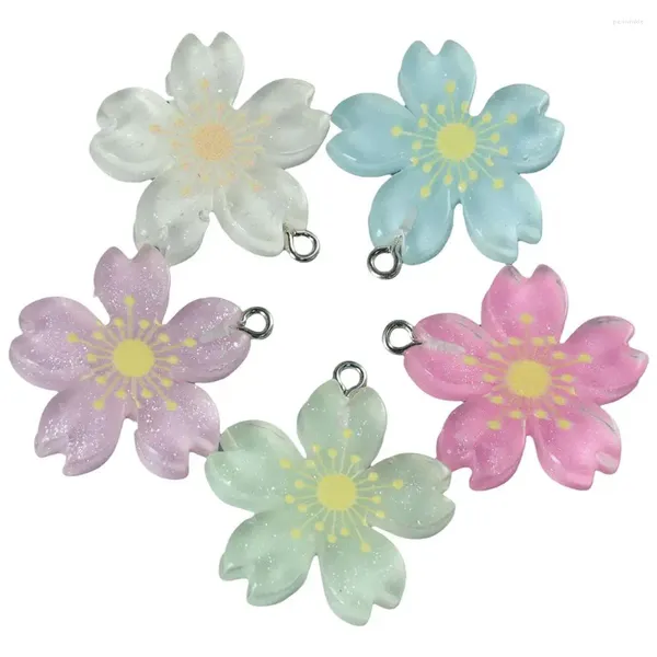 Fiori decorativi Loop in lega Resina Pieno gioielli portachiavi che producono accessori per fiori di ciliegio multicolore