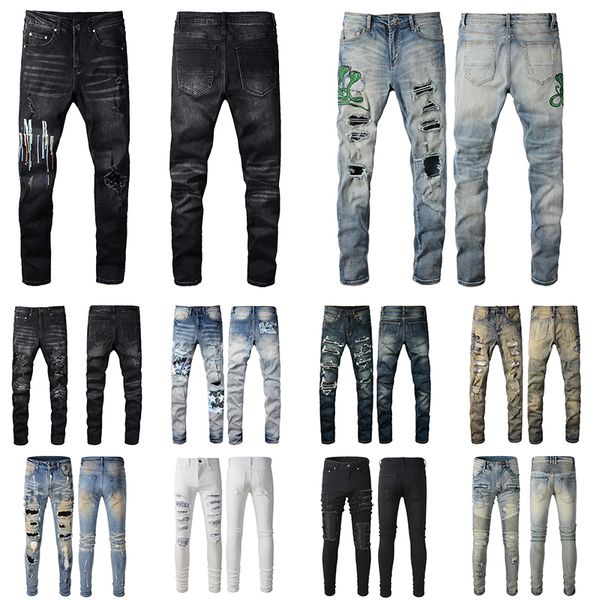 Джинсы Amirir Jeans Mens Mens Женские дизайнерские брюки брюки байкерс