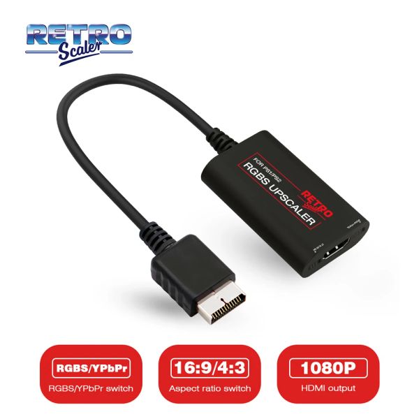 Accessori Retroscaler RGBS YPBPR UPSCALER 1080P Adattatore convertitore HDMI per Classic PS1 PS One Fat PS2 e Slim PS2 Console di gioco