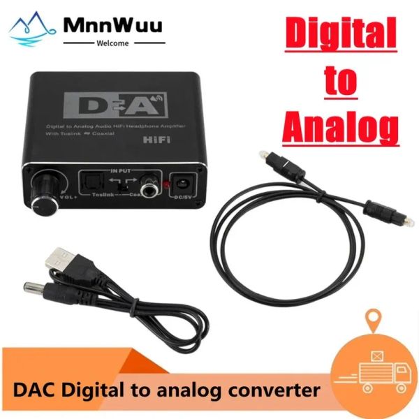 Преобразователь портативный Hifi DAC AMP Digital -Analog Audio Converter RCA 3,5 мм Усилитель наушников Toslink Optical Coaxial выход DAC 24Bit