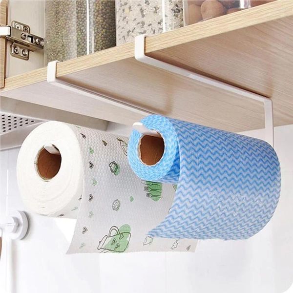 Küche Aufbewahrung No-Punching Paper Roll Halter Rack Hanges Regal Handtuch Haltung Film Badezimmer Tissue Accessoires