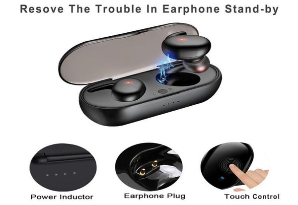 Y30 TWS Bluetooth 50 Ohrhörer Mini Wireless Ohrhörer Berühren Sie Control Sport im Ohrstereo -Kordel ohne Stereosen für Mobiltelefone5791268