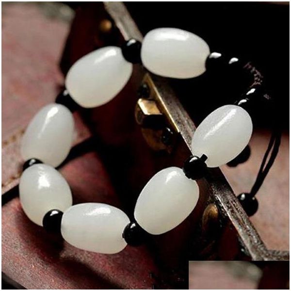 Perlen neue natürliche afghanistan weiße Jade Handkette Großhandel in China Fabrik Direktvertriebsabfall Schmuck Klammer DHMPD