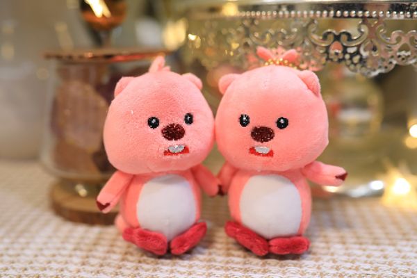 Nettes 4-Zoll-Pink Beaver 10cm Doll Plüschspielzeug Festival Geschenk Geburtstag Kindertag Paar Geschenktüte Anhänger Keychain Anhänger