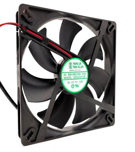 DFS132512H DFB13512H Silent 135 Fan di raffreddamento del telaio DC 12V 3W 025A 2600rpm 13525 135 135 25mm 2 fili Dual Ball5149242