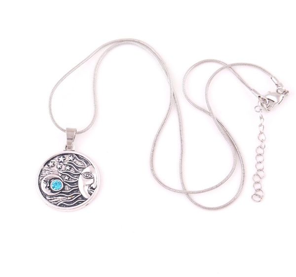 Nuovo Arrivo Moon Stars Celestial Pendant Antique Silver Astrology Universe Collegne Collana Gioielli4880908