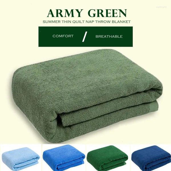 Decken Wostar Summer Army Green Handtuch Baumwolle Quilt Nickerchen Decke weiche Bettbrett -Klimaanlagen Kühle dünne Bettdecke Luxus Bettwäsche 150