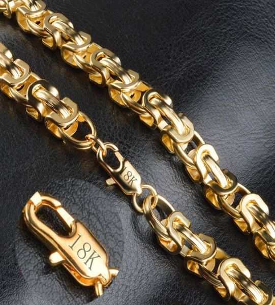 18K штампованная винтажная длинная золотая цепь для мужской сети ожерелье.