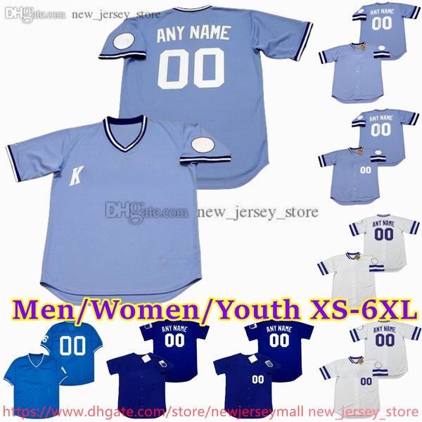 Custom XS-6XL Movie Throwback Baseball Trikot 16 Bo Jackson 5 George Brett Dan Quisenberry Freddie Patek Frank White Amos Otis Bret Saberhagen Willie Wilson Trikots