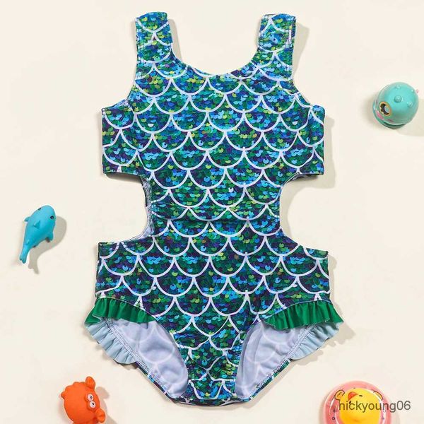 One-Pieces Girls Cute Swimwear Kids Ein Stück Badeanzug Schnell trockener Badeanzug Strand tragen Schwimmoutfit