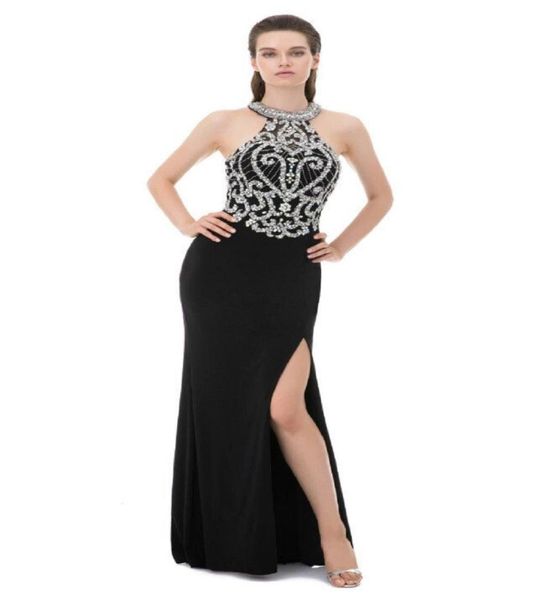 Sexy Seitenschlitz Strass -Prom -Kleid Meerjungfrau Abendkleider Halfter Perlenschantel Elegante Festzugskleider besondere Anlässe Kleider6923352