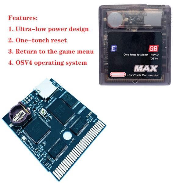 Acessórios 2022 Novo cartão de jogo EDGB Max Low Power Verison com 8G TF Card para Gameboy GBA SP GB GBC Console Game Cartuck