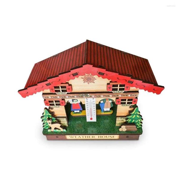 Dekorative Figuren Wetterhaus Holz Chalet Barometer Thermometer und Hygrometer Wandhänge -Ornamente