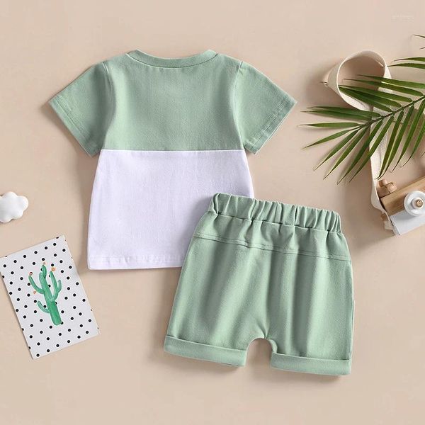 Kleidungssets Baby Boys Shorts Set Kurzärmel-Patchwork-T-Shirt mit elastischer Taille Sommer-Outfit