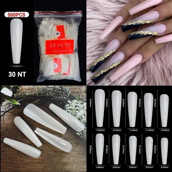 500 suggerimenti kit insaccati insaccati falsi chiodi falsi mezza francese ACRILICA ACRILICA PER MANICURE AL dita dei piedi set c sorriso a 10 taglie taglienti