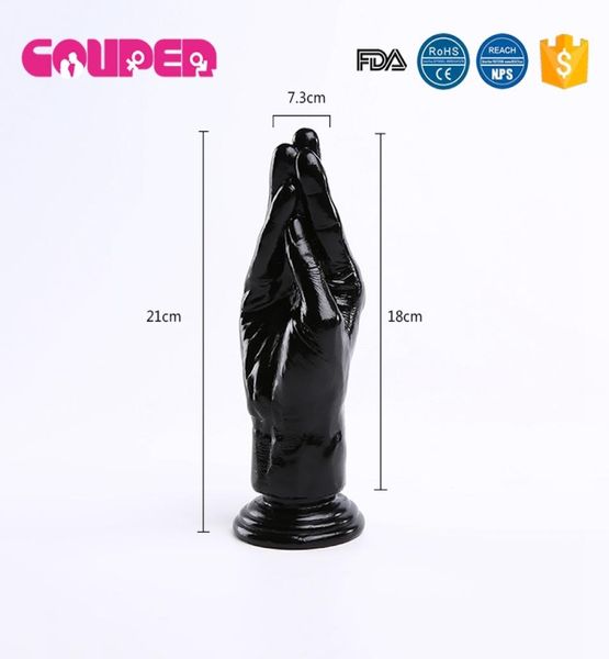 2175cm BIACK Silicone grande vibrador enorme mão Hand grande Dildosstrong Cup Penis adulto Toys sexuais adultos para mulheres7188450