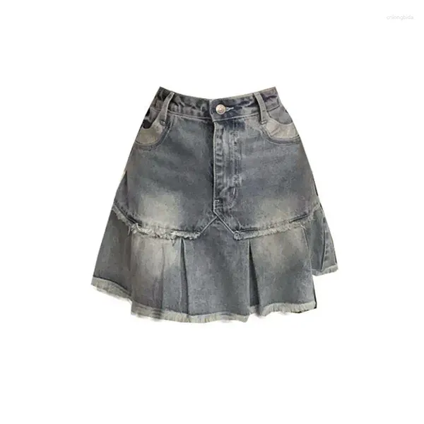 Saias 2024 saia de verão feminina Big Size Big Spicy Girl Denim Y2K Streetwear Wrap-Around Hips Jean Sexy Short Mini A Line