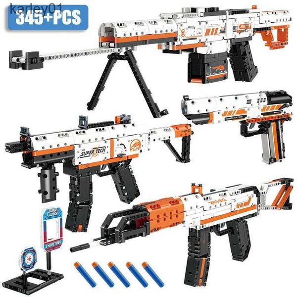 Gun Toys Militar Ak47 Rifle Barrett Sniper Gun Desert Eagle Pistol MP5 Bloco de construção Tecnologia Building Block Childrens Toy YQ240413