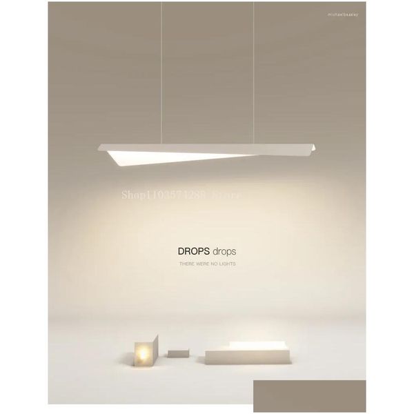 Kronleuchter weiße minimalistische moderne LED -Kronleuchter Nordic Esszimmer Küche Insel Langes Anhänger Lampe Bar Büro Hanging Light Drop d DHCPK