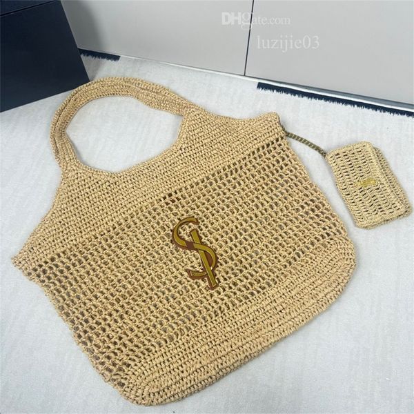 Borsa di design Bota di tote Raffie Paglie a corda di spalline Bagna in tessuto in tessuto Borse di lusso da donna Classica spiaggia classica borsetta con paglia intrecciata per lettere in metallo intani