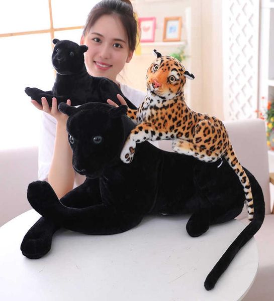 30120 cm Riese Black Leopard Panther Plüschspielzeug Weichgefülltes Tierkissen Tierpuppe gelb weißes Tigerspielzeug für Kinder Q07272771019