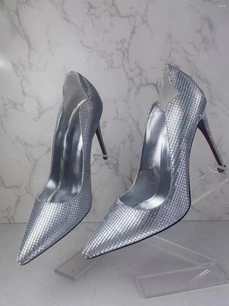 Отсуть обувь женская весна и летнее стиль Stiletto Single Fashion Silver Thin Heels High 10 см.