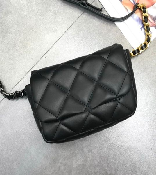 Nuova qualità di alta qualità Nuova sacca per la vita in pelle di agnello in pelle vera con sacca a catena nera classica diamante di controllo diamante women038232261