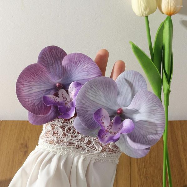 Flores decorativas 5/10pcs orquídea de borboleta de seda artificial para decoração de quarto de casa decoração de casamento cartões de cabelo diy crianças atirando adereços