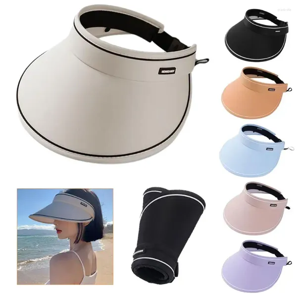 Beretti Cappello da sole portatile può rotolare grandi canali per tutta l'estate femmina ciclismo ombre spiaggia protezione top -out emp w8s1
