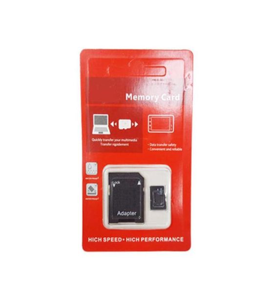 100 Real echte vollständige Kapazität 2 GB 4 GB 8 GB 16 GB 32 GB 64 GB Klasse 10 TF Flash Memory SD -Karte mit SD -Adapter in Red Generic Retail 7197035