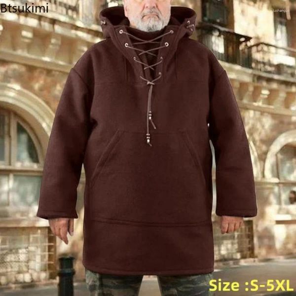 Herren Hoodies 2024 Casual Sweatshirts Mantel Herbst Winter Dicke warme übergroße Herrenkleidung mit mittlerer Wollpullover