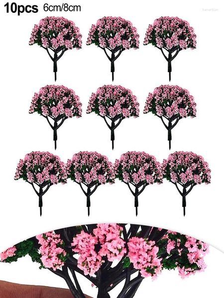 Dekorative Blumen 10pcs Modellbäume für Häuser Schreibtische Wohnzimmer Küchen Dekoration 1/150 1/100 Skalierter handgefertigter künstlicher Zugang