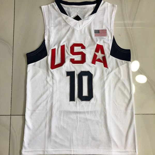 2 colori USA Dream Team 8 #10 Bryant Basketball Maglie da basket Navy White All Cucited Throwback 240402