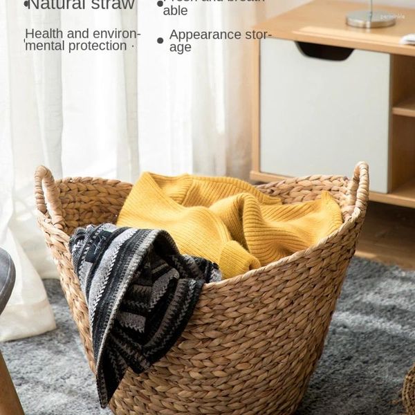 Waschküchen Nordische Farmstil Rattan Dirty Clothes Storage Korb zu Hause gewebt