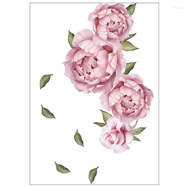 Adesivos de parede Flor Peony for Girls Room Blooming Pink and Wallpaper (1pcs)