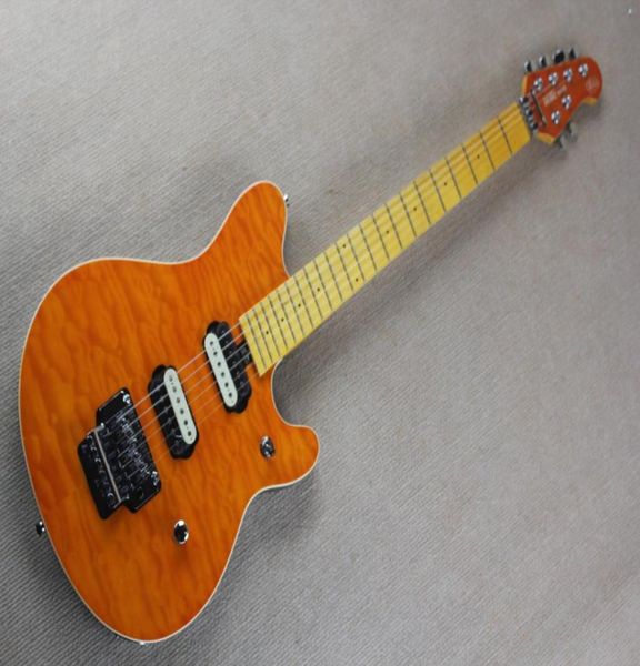 Edward van Halen Wolf Music Man Ernie Ball Axis Orange Flame Maple Top Guital Electric Tremolo Bridge Cover in stock5834600