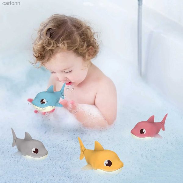 Giocattoli da bagno per bambini giocattoli da bagno cargo cartone animato orologio da squalo orologio scodgamento dispositivo rotante rotante in spiaggia vasca da bagno per bambini con il giocattolo 240413