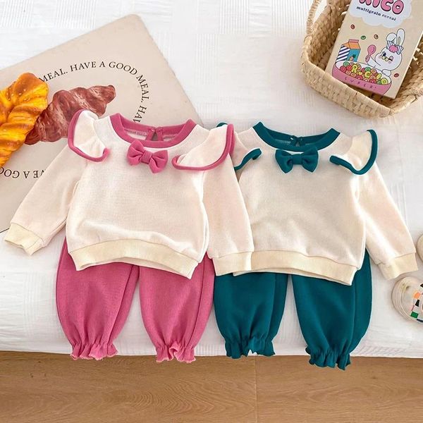 Set di abbigliamento bambine ragazze primaverili di cotone autunno vestiti arricciati per bambini topsplover tops gust 2pcs