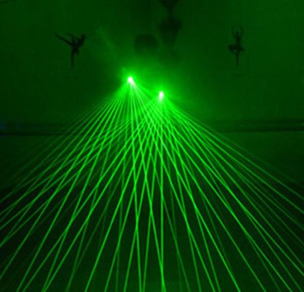 Luva de laser vermelha verde com 4pcs 532nm 80mw LED lasers lasers de dança leve Luvas luminosas de palmeiras para DJ Club KTV Gloves4667270