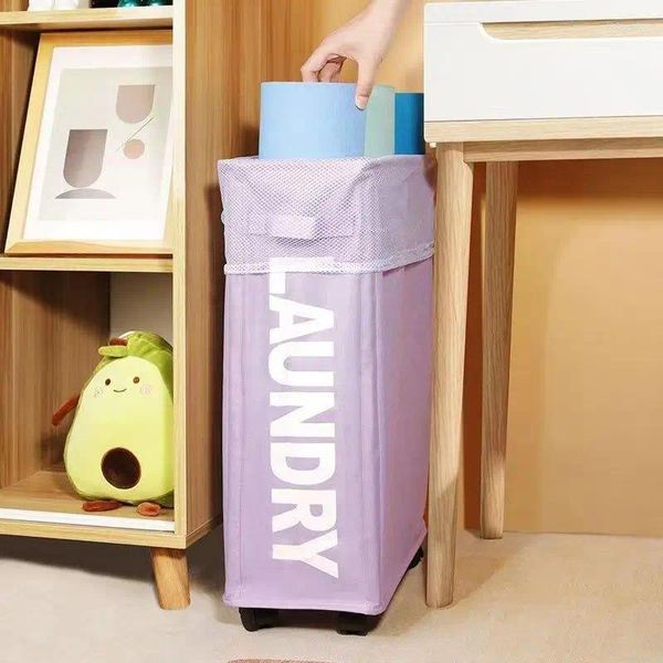 Sacchetti di lavanderia cestino di stoccaggio impermeabile pieghevole con ruote in tessuto in scatola per le forniture domestiche
