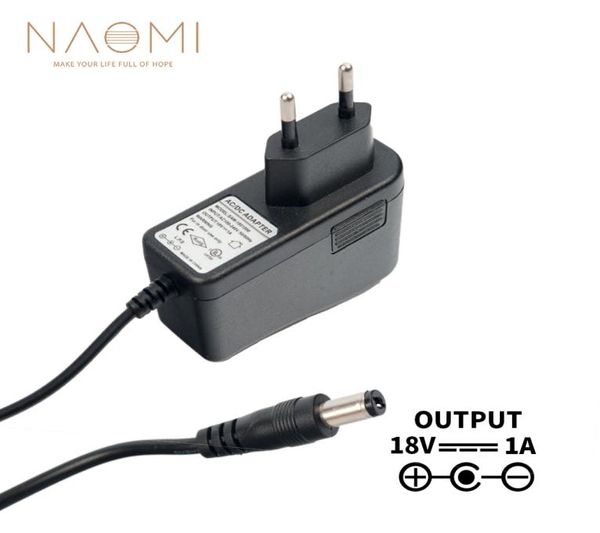 Caricatore di alimentazione Naomi 18V 1A EU Adattatore di alimentatore di alimentazione Nero per effetti per i pedale Eu Accessori per chitarra eu Plug -