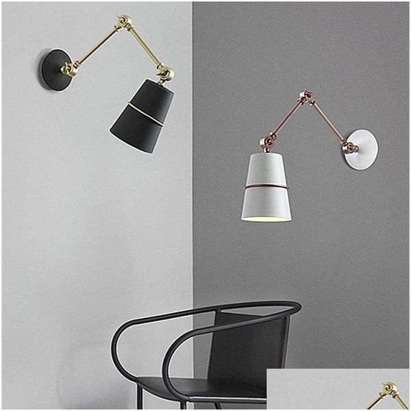 Lâmpadas de parede Modern Long Swing Arm Black Lamp SCENCE PARA O ESTUDO DE SALA AO ALGUNDO APLICA APLICA DE PARED INDROO LOVE