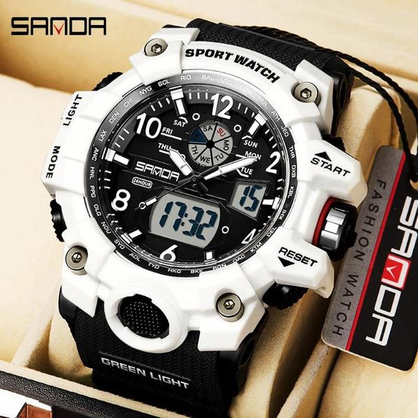 Relógios de pulso Sande Fashion Digital Watches Men Sport Wristwatch Man Chronógrafo Led Display Display RELOJES