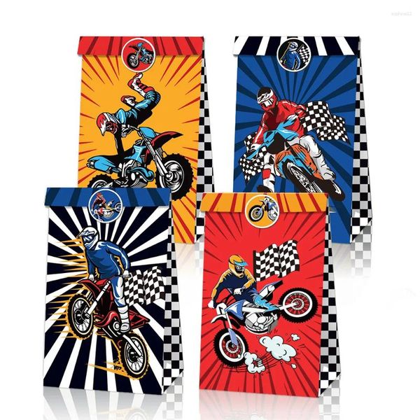 Wrap regalo 12 pacchetto di bike bici sacca per moto per la festa motociclistica Favori di motocicletta Boy Boy Birthday Baby Shower Snack Forte di caramelle