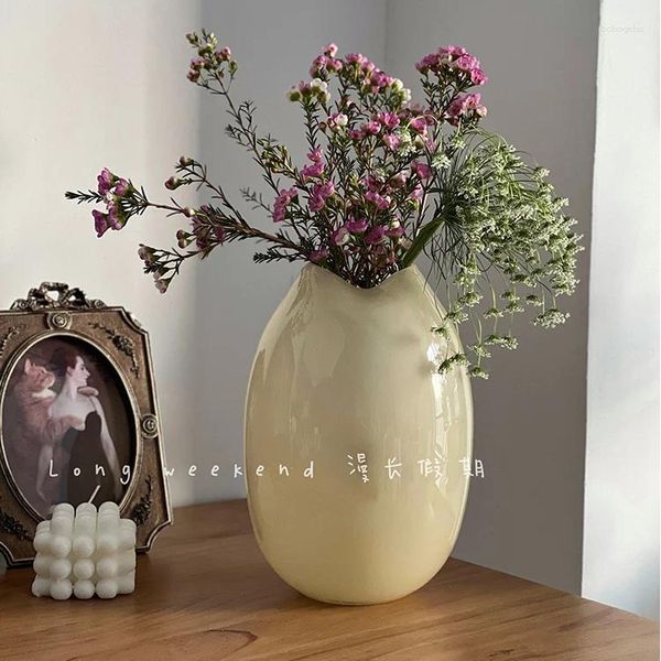 Vasi di vetro minimalista francese decorazione del vaso da pranzo e studiare i fiori decorativi contenitore di fiori artificiale retrò