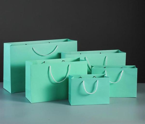 Tiffany Blue Paper Bag Kraft Packaging Geschenkverpackung Festival Einkaufsgeburtstagsfeier Dekoration303K3480751