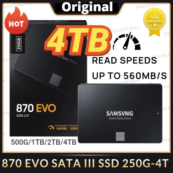 Scatole Hot 4Tb SSD 870 EVO 250GB 500GB 1 TB da 2 TB Disco rigido da disco rigido 560MB/S SATA3 2,5 pollici per PS5 Laptop Desktop Notebook Mini PC Computer