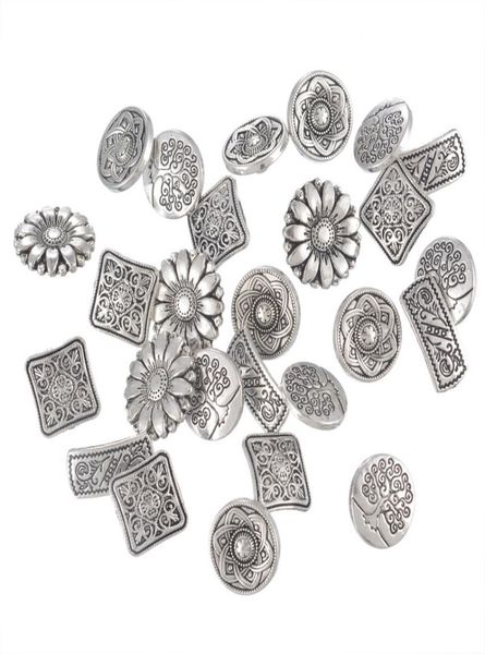 50pcs karışık antika gümüş tonlu metal düğmeleri scrapbooking shank düğmeleri el yapımı dikiş aksesuarları el sanatları DIY malzemeleri2014798