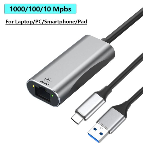 Schede USB C USB Adapter Ethernet RJ45 a USB C Thunderbolt 3/Typec Gigabit Ethernet LAN Network per MacBook PC Laptop Smartphone
